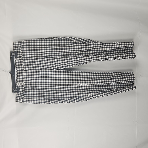 ANN TAYLOR CURVY Pants Sz10 CROPPED Ankle Black White Gingham Check Preppy Retro - Picture 1 of 9